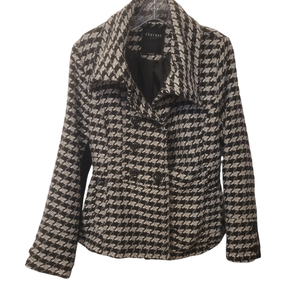 THERAPY Houndstooth Women Jacket Size M Wool/Polyester